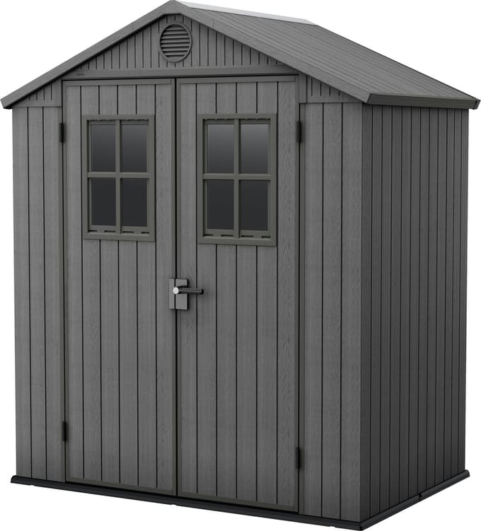 Keter Darwin 64 Tuinhuis - dubbele deuren + ramen - 190x122x221 - Grijs