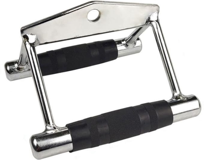 DW4Trading Dubbele Roeigreep - Anti Slip - Cable handle voor Lat Pulley - V-Handle - Verchroomd Massief Staal