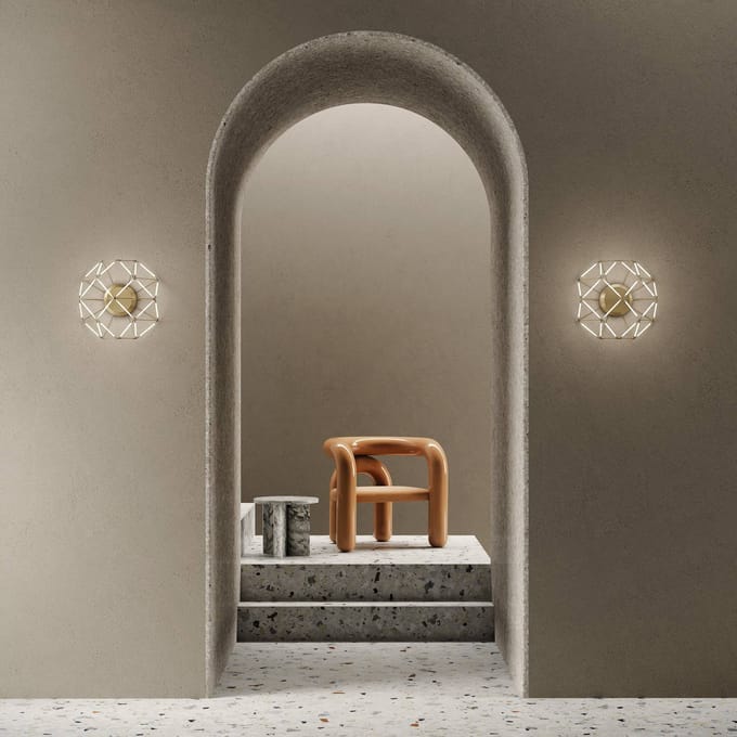 URBAN by Sforzin Euclide LED wandlamp, goudkleurig, metaal, 37,5 cm breed