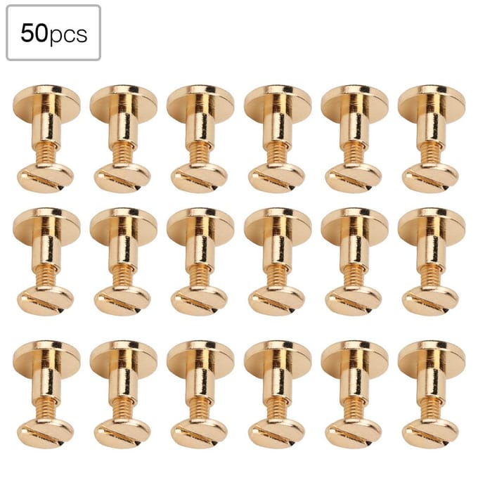 50 Set 8mm Puur Koper Platte Kop Klinknagels Leren Riem Schroeven Kit voor Notitieboek BindingGoud beige