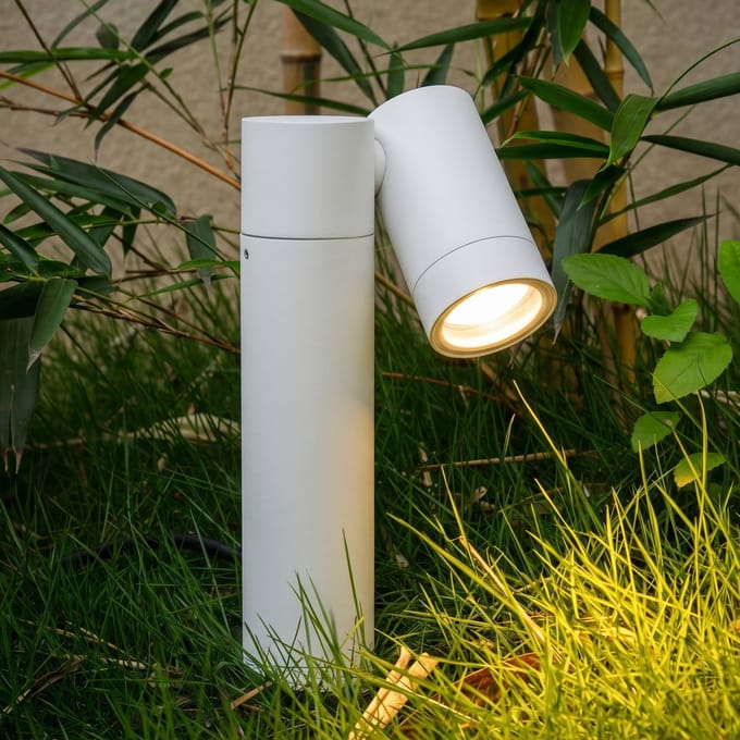 PRIOS - Buitenspots - 1licht - Aluminium, glas - H: 40 cm - GU10 - wit