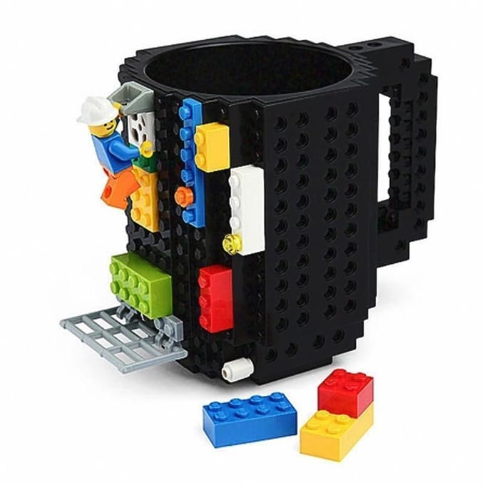Gepersonaliseerde creatieve bouwsteen montagebeker Educatieve waterbeker voor kinderen Valbestendige mok 301-400ml blauw