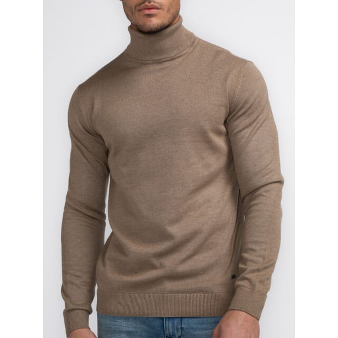 Petrol Industries Heren Coltrui - Regular Fit Trui - Truien - Pullover - Bruin - Maat L