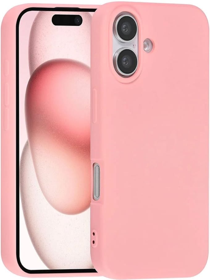 Multimedia & Accessoires Siliconen TPU Back Cover Case Hoesje geschikt voor Apple iPhone 16 – Lichtroze – Zachte Plastic – Soft Case