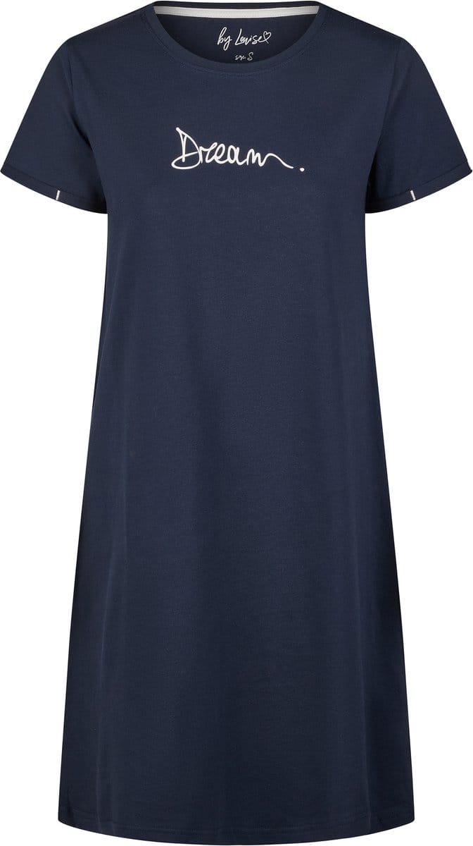 By Louise Essential Dames Nachthemd Korte Mouw Dream Blauw - Maat 3XL