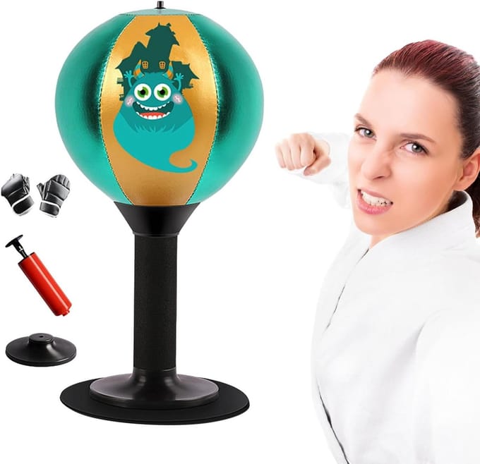 Zuignap Bokszak - Desktop Boksbal - Stress verminderen - Krachtige zuignap - 37 x 175 cm - Klein Monster
