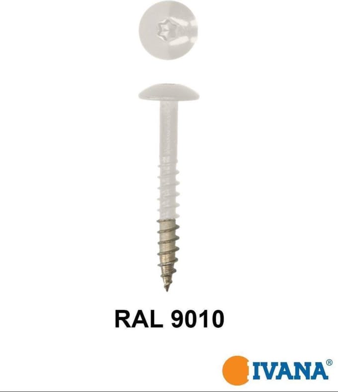 Ivana Gevelschroef t.b.v. Trespa RAL9010 Gebroken Wit TX-20 4.8x38 - 100St