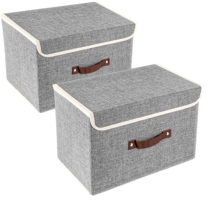 Allecto - Opvouwbare Opbergdoos - Wasbaar - Set van 2 - Grijs