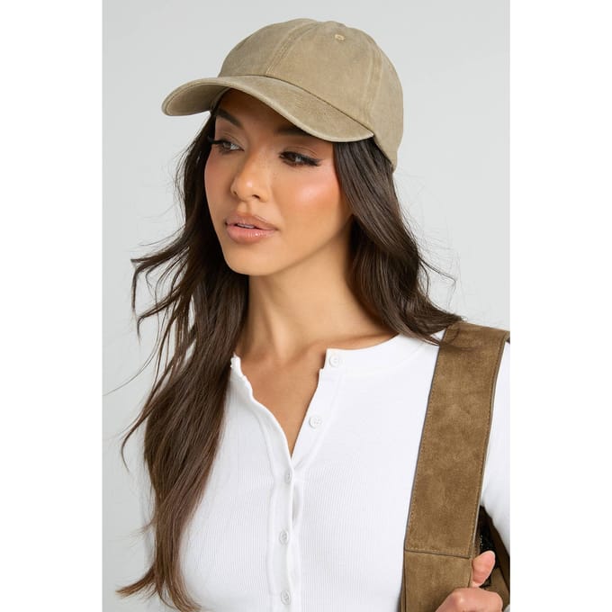 boohoo Dames Beige Gewassen Baseball Cap