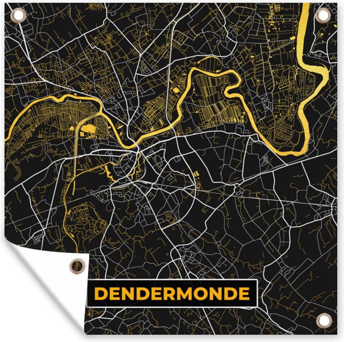 Tuindoek Goud - Dendermonde - Plattegrond - Stadskaart - Kaart - 100x100 cm