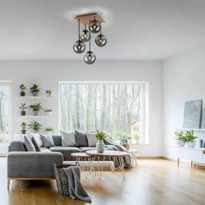JUST LIGHT. GmbH Green Widow plafondlamp, glazen bollen, 5-lamps