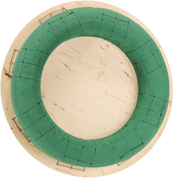 Steekschuimkrans op hout nat steekschuim groen Ø29cm