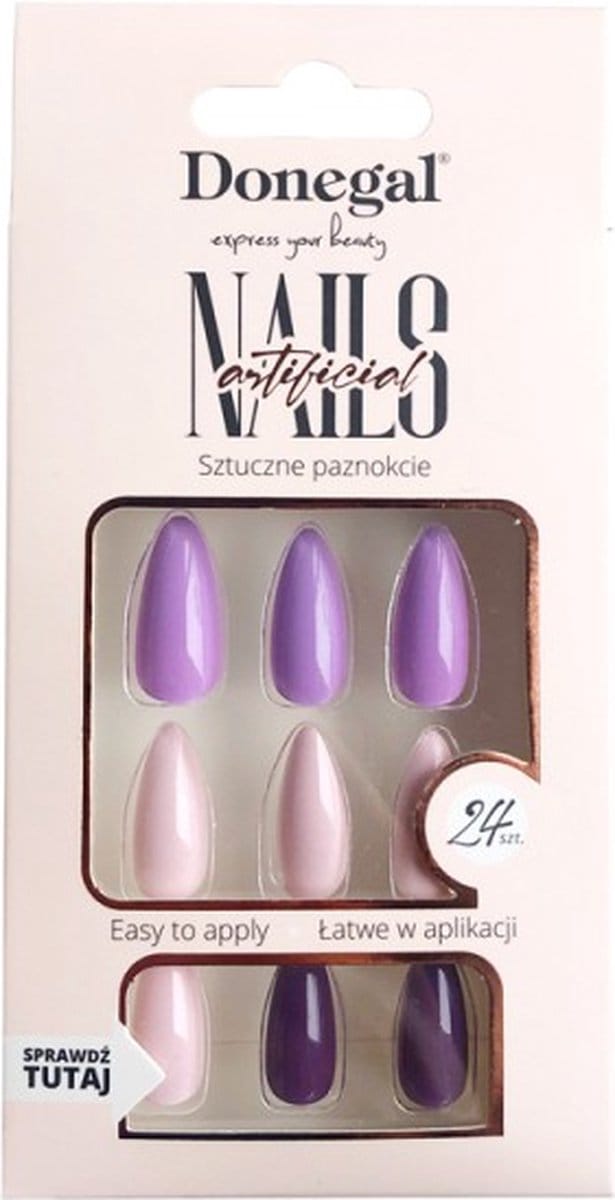 Donegal Decorated Artificial Nails Nepnagels Nude/Violet 24st. - 3113
