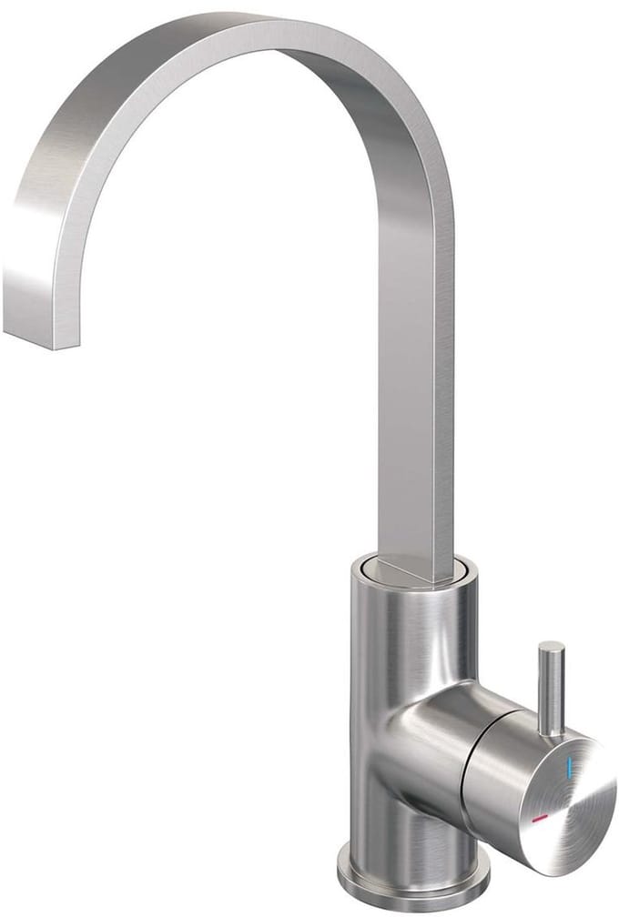 Brauer Brushed Edition Hoge Opbouw Wastafelmengkraan met Draaibare Platte Uitloop Model B RVS Geborsteld PVD