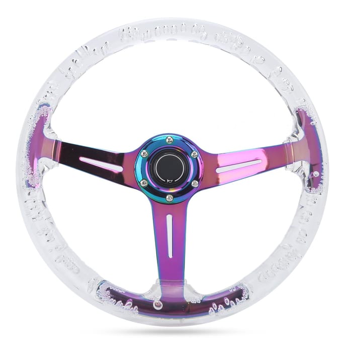 14-inch Auto Stuurwiel Logo Claxonknop Accessoires Modificatie Geschikt voor ATV Kart UTV Wit pink