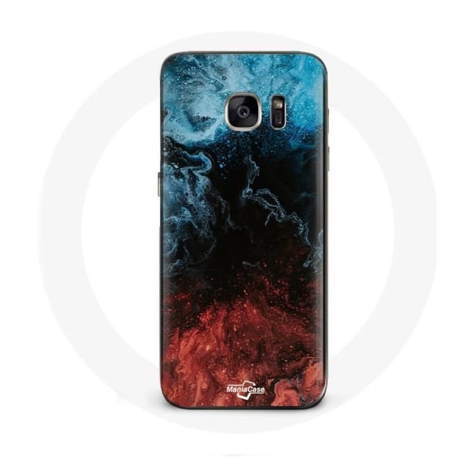 Coque pour Samsung Galaxy S7 Edge fond de texture abstraite rouge noir bleu