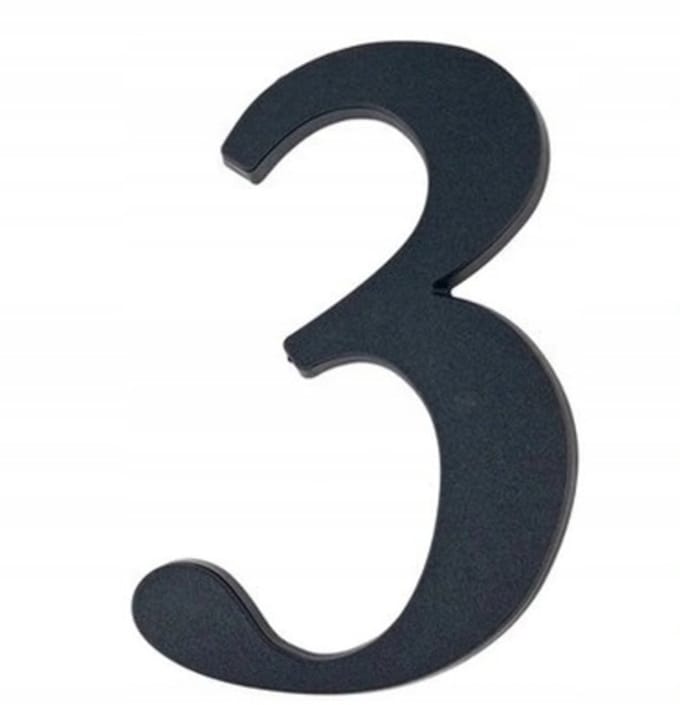 Lob - Huisnummer - 3 - Zwart - 19 cm