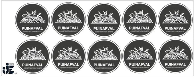 Puinafval sticker | 5 cm - 10 stuks per vel