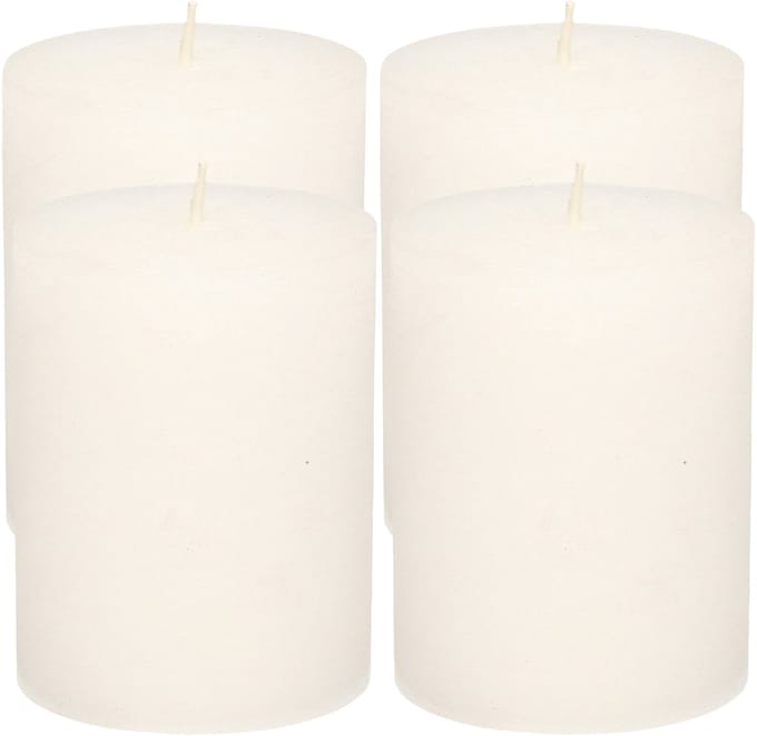Atmosphera Stompkaars - 4x - wit - 7 x 9 cm - middel rustiek model - cilinderkaars - kaars