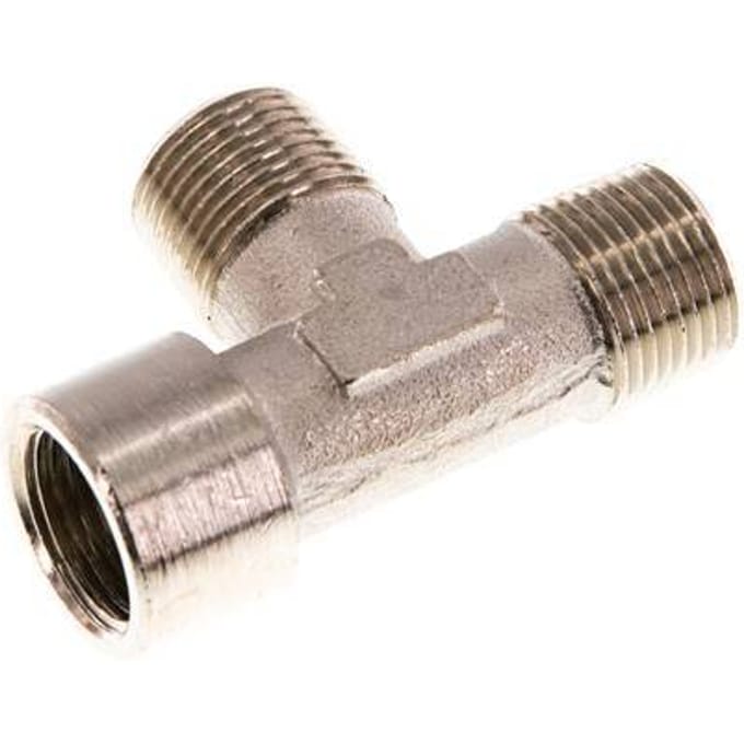 T-Koppeling Haaks R3/8'' Buitendraad X G3/8'' Binnendraad Vernikkeld Messing 16bar [2 Stuks]