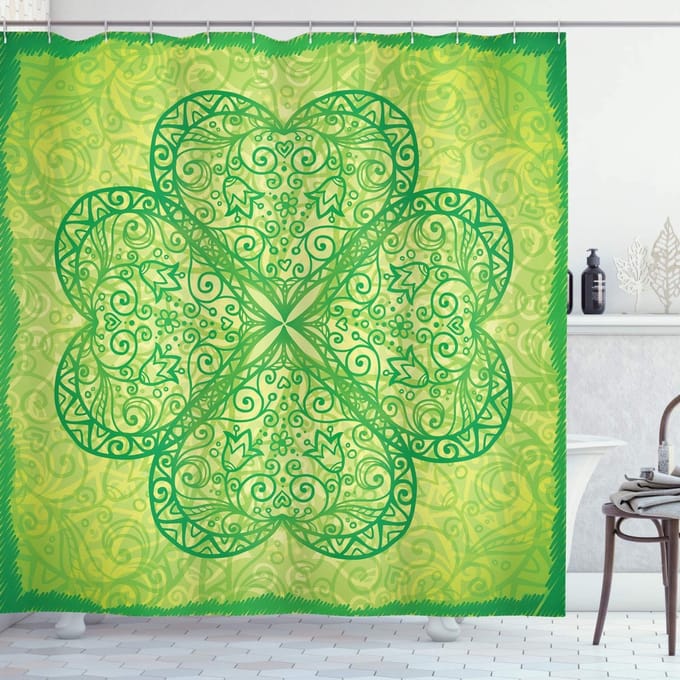 ABAKUHAUS douchegordijn – sc_7585_mf_de – modern ontwerp – groen, 175x200 cm