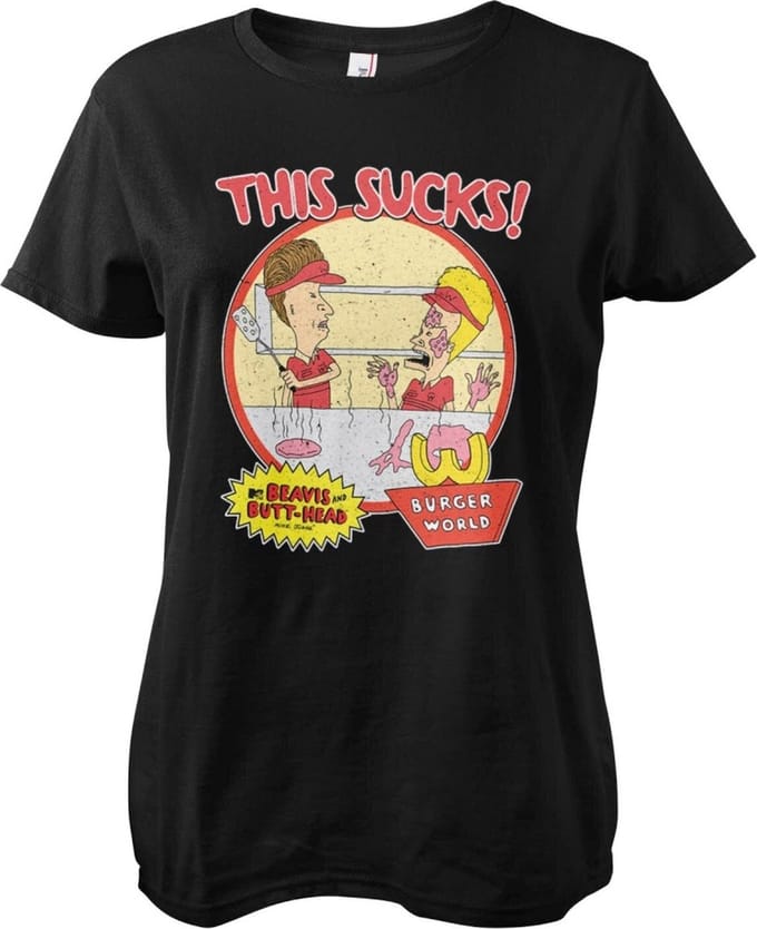 Beavis And ButtHead Dames Tshirt -S- This Sucks Zwart