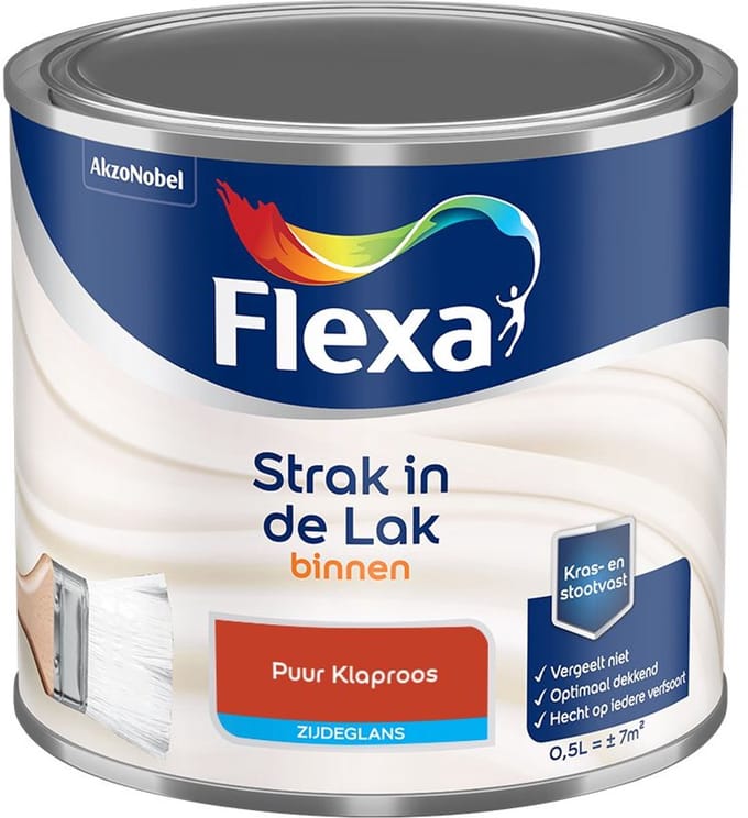 Flexa - Strak In De Lak Binnenlak Zijdeglans - Puur Klaproos - Mengverf - 500 Ml