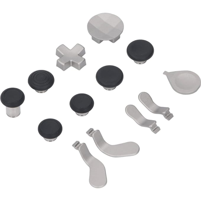 Pack de composants de manette de jeu argenté avec étui de rangement, station de charge, 6 joysticks, 4 palettes, 2 D gray