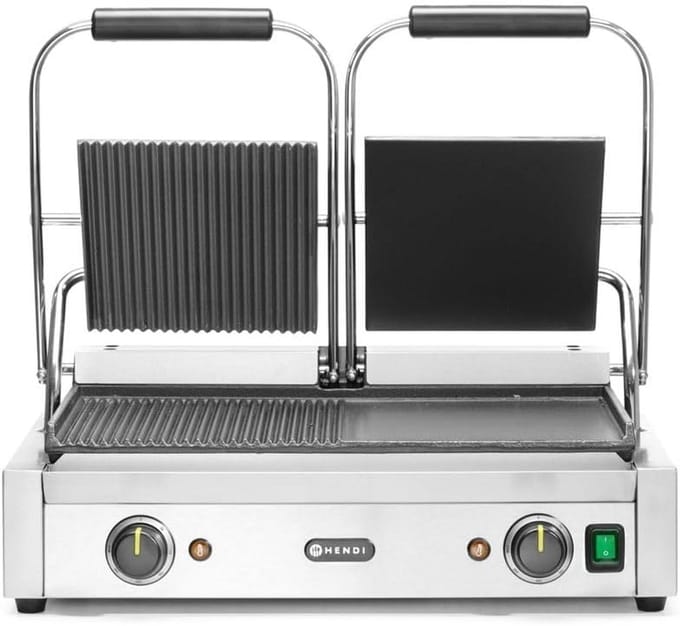 Dubbele Contactgrill met Geribbelde en Gladde Plaat - 300°C