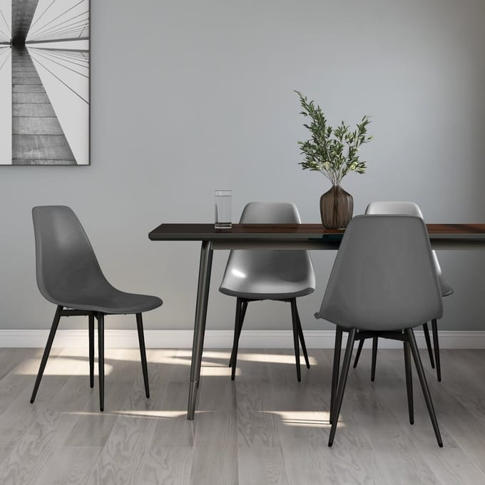 vidaXL - Eetkamerstoelen - 4 - st - PP - grijs