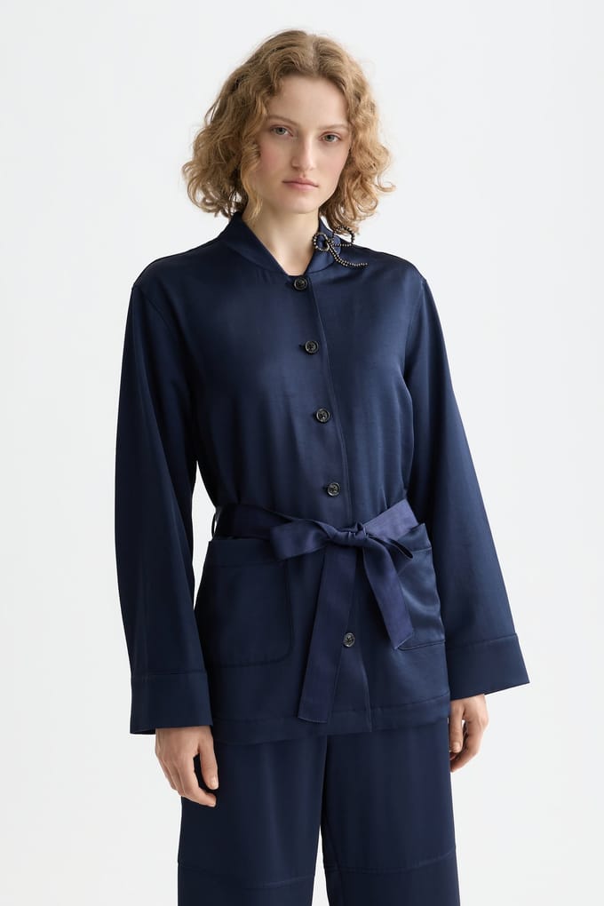 Scotch & Soda Satin Blazer Peacoat Größe: M | Blazer Outlet | Damen