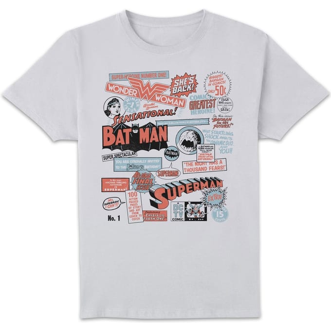 DC Comics Justice League Retro Unisex T-Shirt - White - M