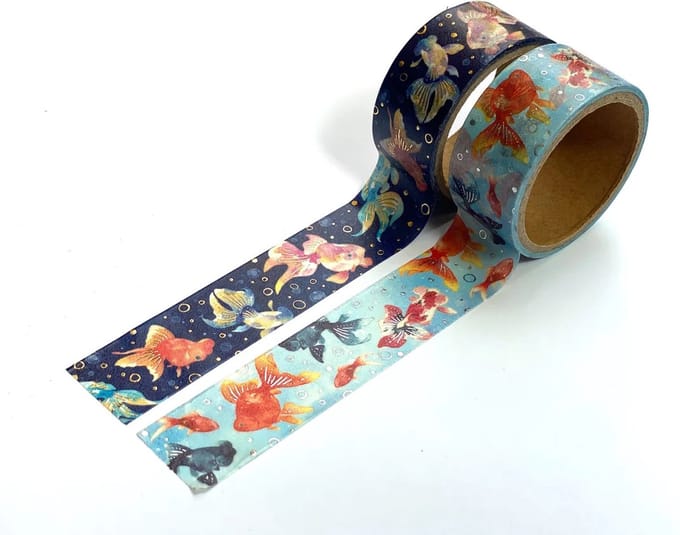 2 rollen Washi tape 15mm - Goudvissen