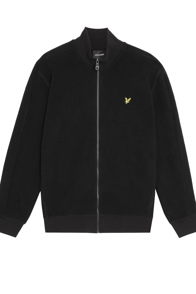 Lyle & Scott Polar Fleece Track Jacket Jet Black Größe: M | Pullover Outlet | Herren | Schwarz