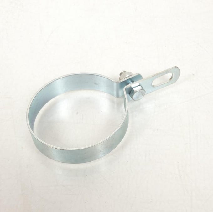 Collier support pot échappement pour deux roues Ø57mm Ø8.5 H16mm Gris Neuf