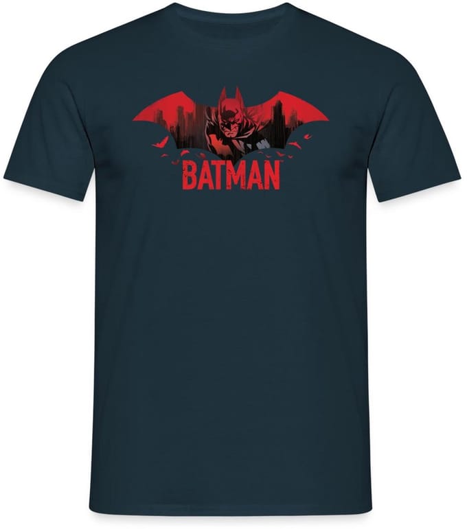 Batman Met Vleermuizen En Rood Batman-Logo T-Shirt Heren