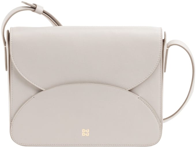 DuDu Compacte Schoudertas - Dames - Hoogwaardig Leer - Gouden Accenten - Magnetische Sluiting - Beige