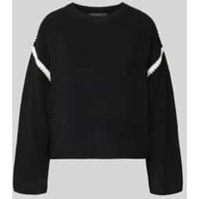 Gebreide pullover met ronde hals en contrasterende strepen
