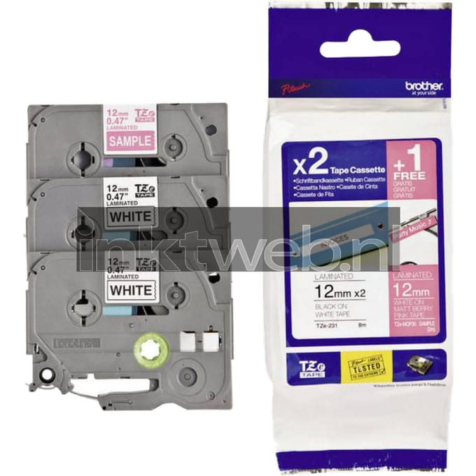 Brother TZE32M3 3-pack zwart op wit breedte 12 mm