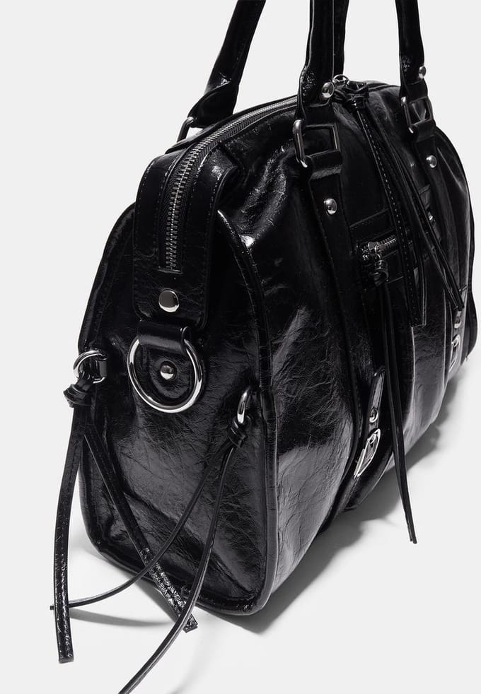 Stradivarius Maxi bowling schoudertas  Zwart OS
