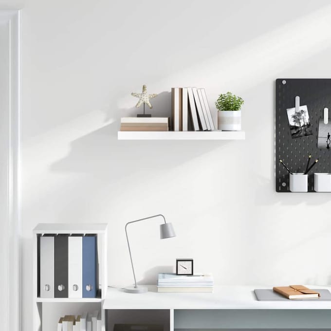 vidaXL - Wandschap - zwevend - 60x23,5x3,8 - cm - MDF - hoogglans - wit