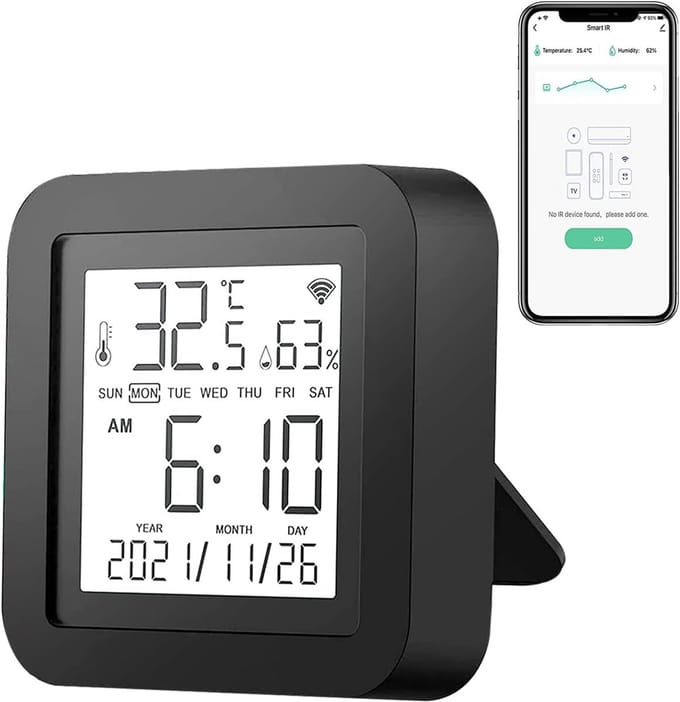 Slimme IR Afstandsbediening - Universele Controller - Klimaatbeheersing Thuis - Temperatuur Vochtigheid Sensor - 10 Meter Bereik - Wit