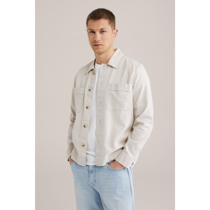 We Fashion Overshirt Beige Maat: L | Casual Overhemden Outlet | Heren | Beige