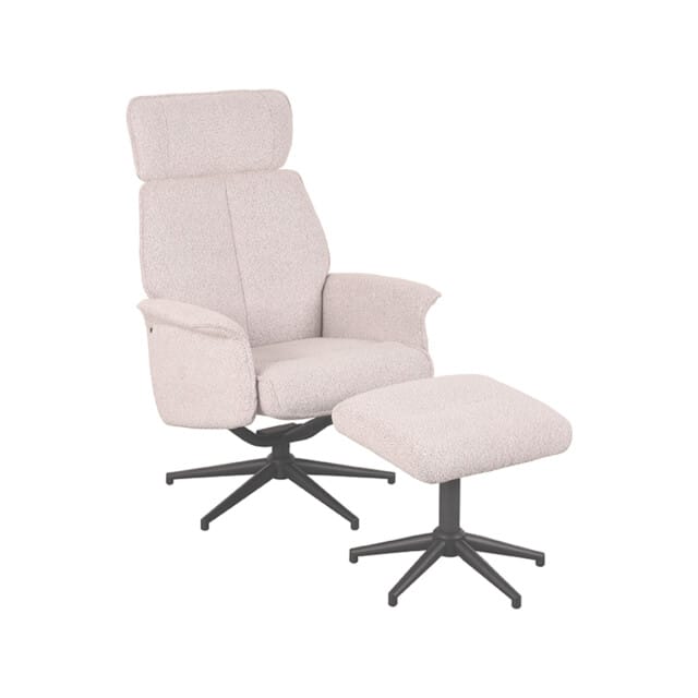 LABEL51 Verdal Fauteuil - Naturel - Stof - Incl. Hocker - - - Met Armleuning