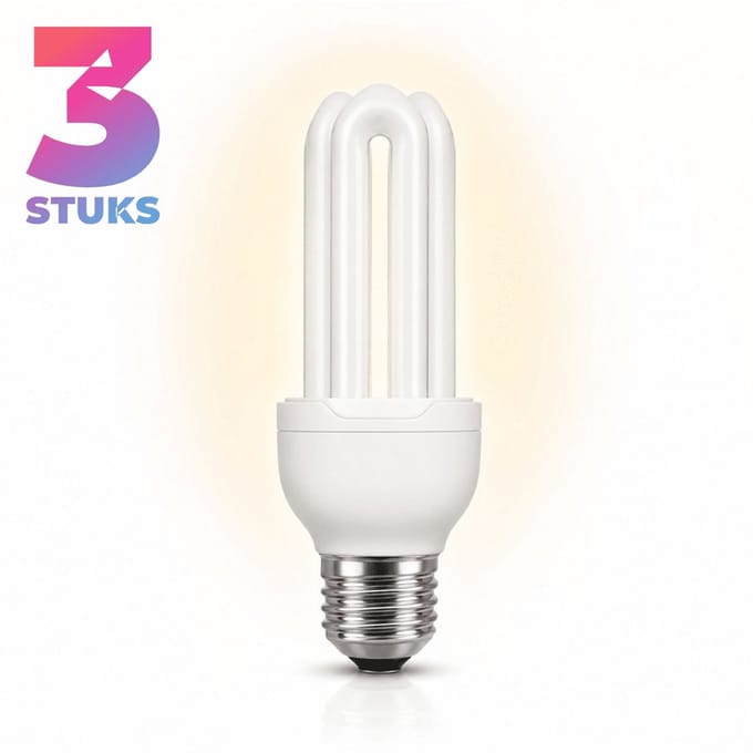 3x Stick Spaarlamp E27 - 15W - Daglicht (6000K) - 910 lm - 10 jaar - Niet Dimbaar