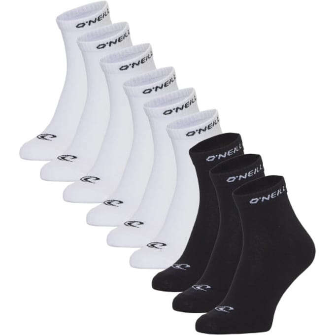 O'Neill Heren / dames enkelsokken quarter sokken 9-pack wit/zwart