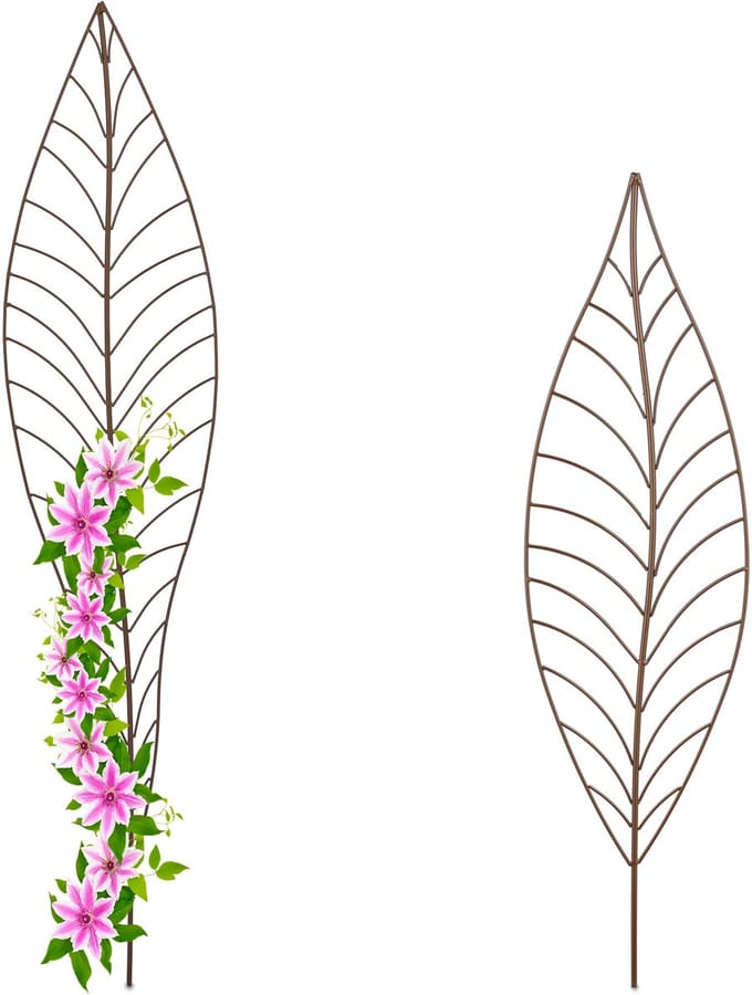 Plantensteun - set van 2 - 147 en 110 cm - tuinsteker - metaal - klimplanten