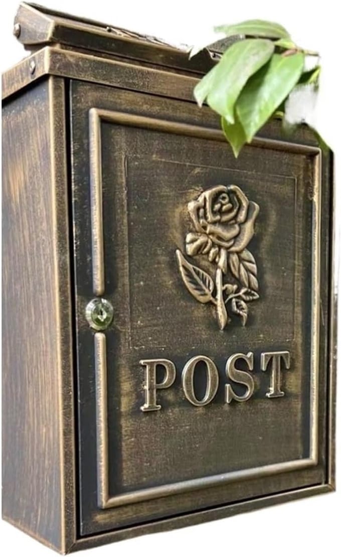 Brievenbus - Postkast Buiten - Post Ontvangen - Regenbestendig Ontwerp - Rose Borstel Goud