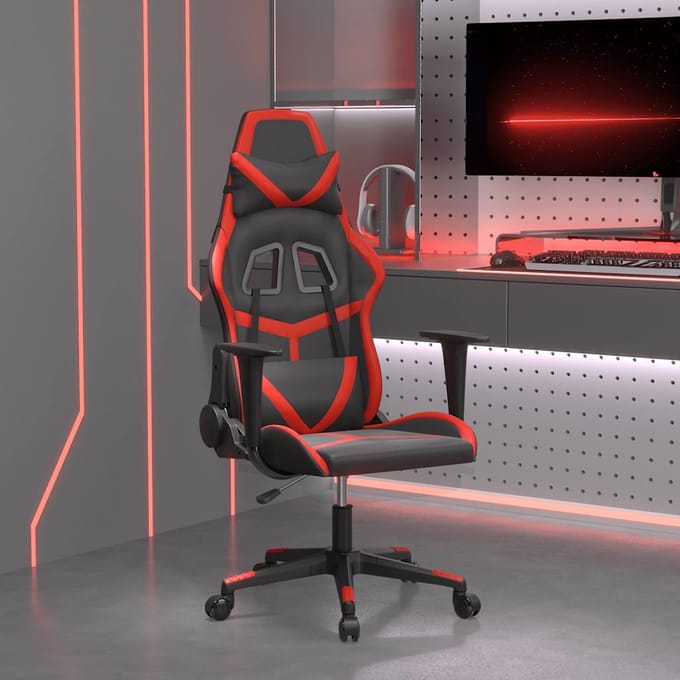 vidaXL - Massage - gamestoel - kunstleer - zwart - en - rood