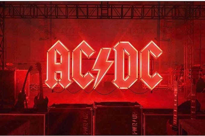 Rock Off Poster - Ac/dc Textiel Pwr-up - 106 X 70 Cm - Rood